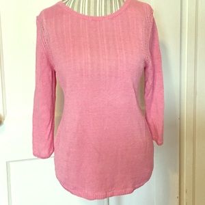 Talbots Pink Lacy Linen Lightweight Sweater